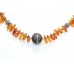 Handmade Bead Necklace Sterling Silver Natural Orange Amber Gem Stone D